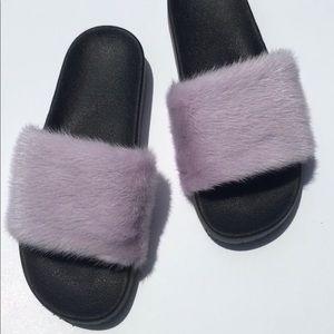 Money Mink fur slides